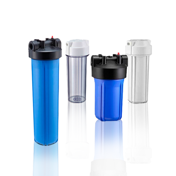 Portafiltros de polipropileno duradero con excelente resistencia química, ideales para aplicaciones residenciales, comerciales e industriales ligeras.